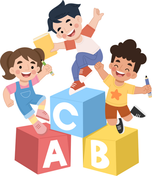 Cheerful kids illustration with abc alphabet blocks